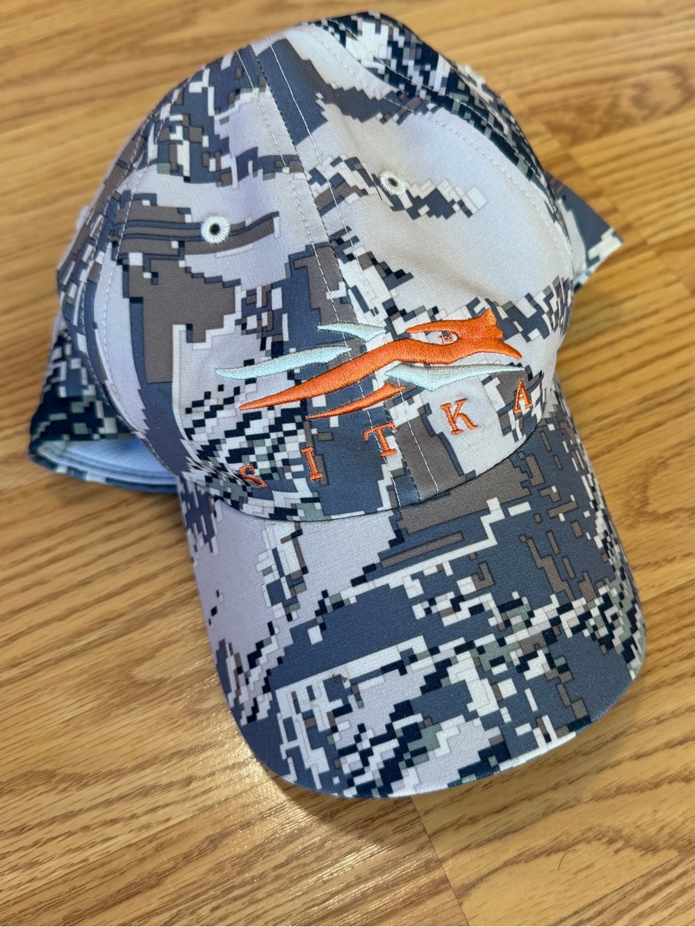 Sitka Camo Digital Pattern Hat with Orange Logo
